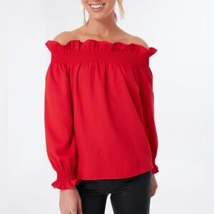 TUCKERNUCK Red Off the Shoulder Marguerite Blouse XS